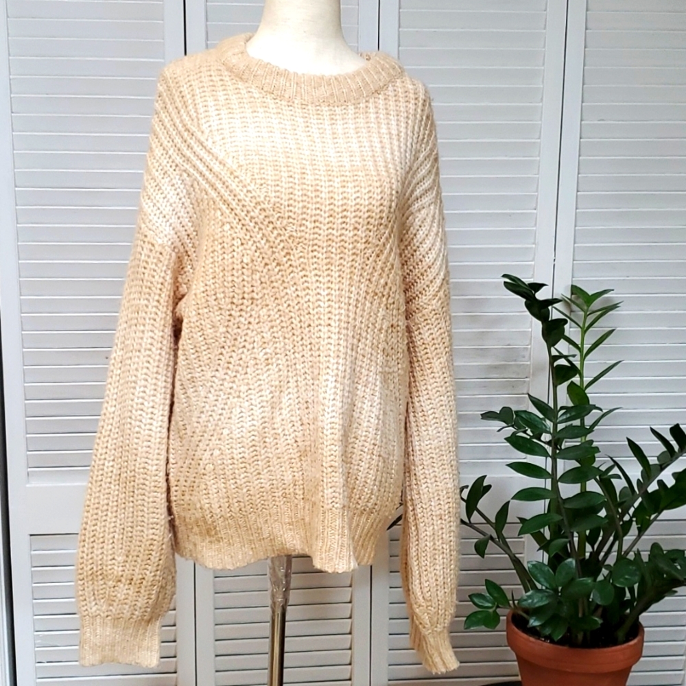 A New Day Cream Ombre Knit Pullover Crewneck Sweater.